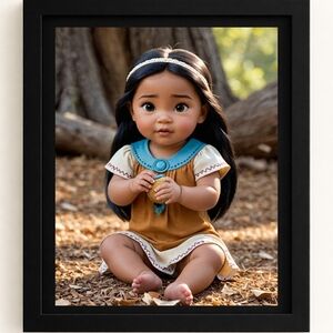 Baby Toddler Pocahontas A.I. Art Print In A 8x10 Frame